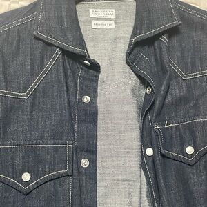 Brunello Cucinelli Dark Blue Denim Shirt